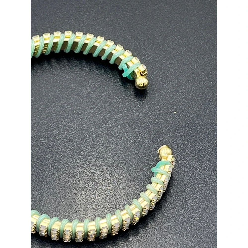 Mint Green‎ Thread-wrapped rhinestone Cuff Bangle Bracelet